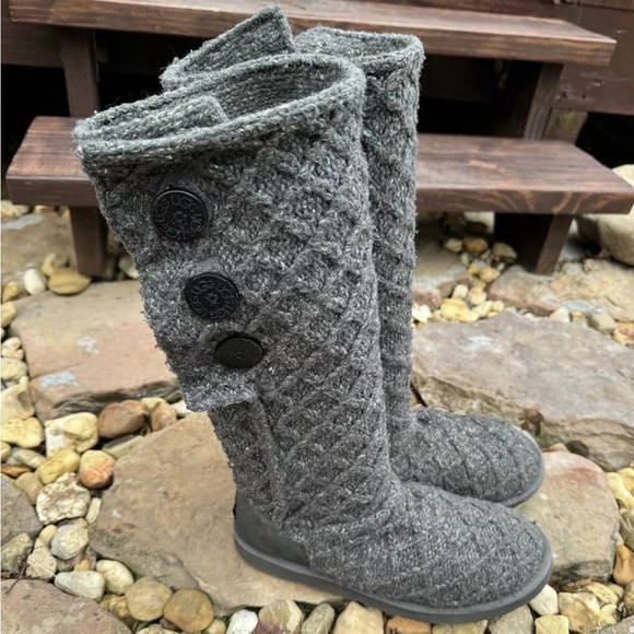 UGG Australia Classic Lattice Cardy Boots Tall Gray 3066 Women Size 10 - Picture 1 of 3